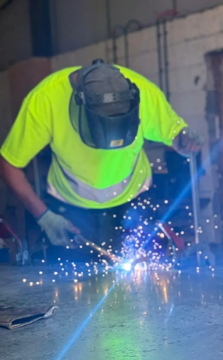 Close view of steel welding